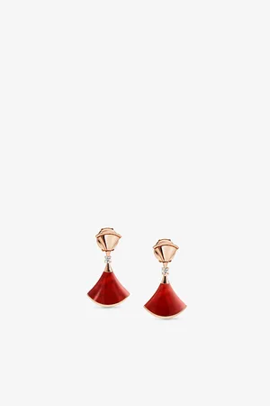 Bvlgari Divas Dream 18ct Rose-Gold, 0.07ct Brilliant-Cut Diamond and Carnelian Earrings