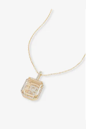 Mateo Secret Q 14ct Yellow-Gold, 0.28ct Diamond and Quartz Pendant Necklace