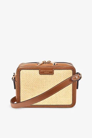 ASPINAL OF LONDON Womens Contrast-Weave Logo-Embossed Leather Camera Bag