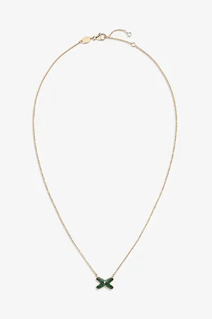 CHAUMET Jeux De Liens 18ct Rose-Gold, 0.004ct Brilliant-Cut Diamond and Malachite Pendant Necklace