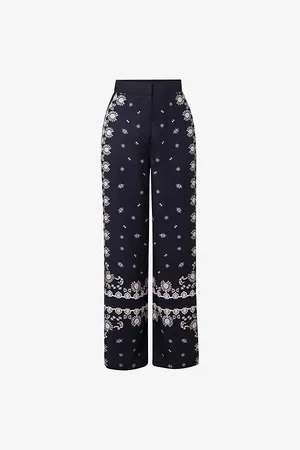 By Malina Womens Pia Abstract-Print Wide-Leg High-Rise Recycled-Polyester Trousers