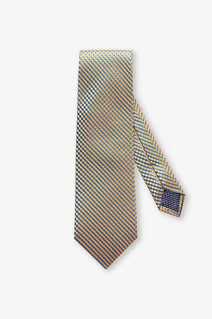 Eton Mens Geometric-Pattern Silk Tie