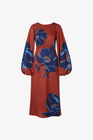By Malina Womens Kylie Floral-Print Recycled-Polyester Midi Dress