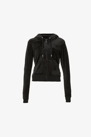 Juicy Couture Womens Regular-Fit Logo-Embroidered Velour Hoody