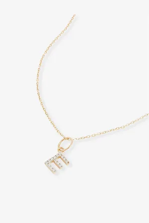 Mateo Initial E 14ct Yellow-Gold and 0.15ct Diamond Pendant Necklace