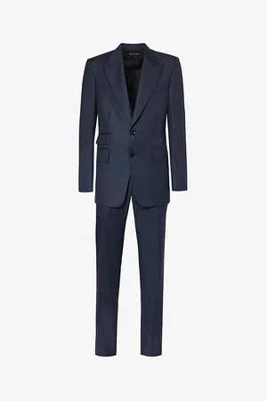 Tom Ford Mens Shelton-Fit Single-Breasted Sharkskin Wool Suit