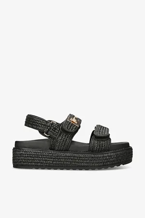 Steve Madden Womens Millo Double-Strap Flat Raffia Sandals