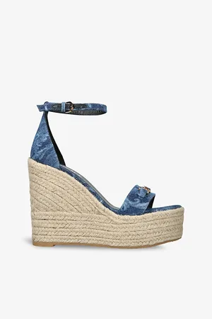 VERSACE Womens Baroque Graphic-Pattern Woven Wedge Espadrilles