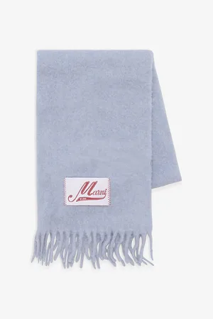 Marni Womens Brand-Tab Fringe Alpaca Wool-Blend Scarf