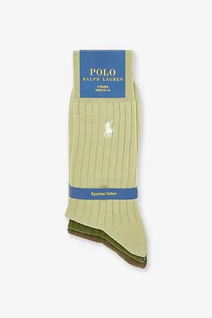 Ralph Lauren Mens Log-Embroidered Pack Of Three Cotton-Blend Socks