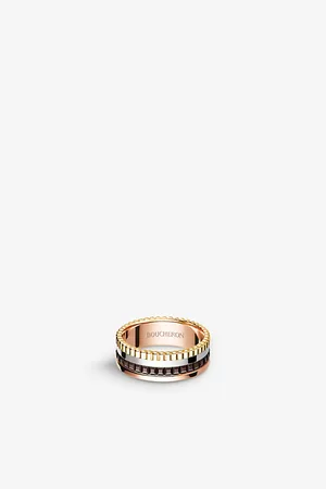 Boucheron Mens Quatre Classique 18ct Yellow-Gold, White-Gold and Pink-Gold Ring