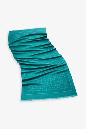 Bvlgari Womens Lettere Maxi Brand-Pattern Wool and Silk Stole