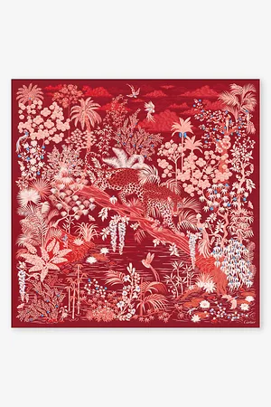Cartier Womens Panthère De Graphic-Print Silk-Twill Scarf