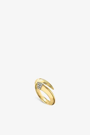 SHAUN LEANE Womens Tusk Yellow Gold-Plated Vermeil Silver and 0.08ct Diamond Ring