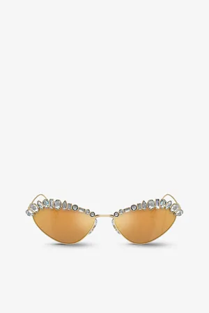 Swarovski Womens Sk7009 Irregular-Frame Gem-Embellished Metal Sunglasses