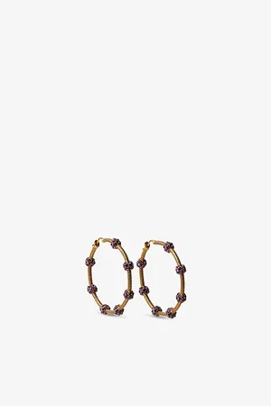 LA Maison Couture Womens Sonia Petroff 24ct Yellow Gold-Plated Brass, , and Swarovski Crystals Hoop Earrings