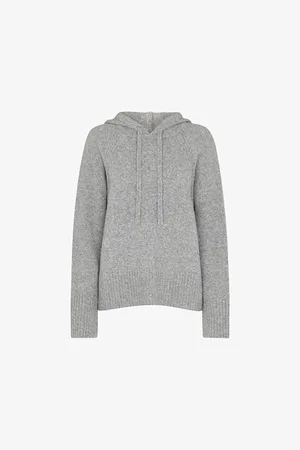 Whistles Womens Brushed-Texture Relaxed-Fit Stretch Wool-Blend Hoody
