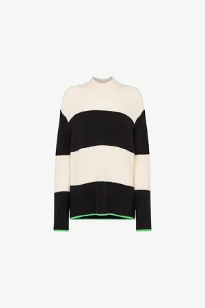 Whistles Womens Block-Stripe Funnel-Neck Stretch-Knit Jumper