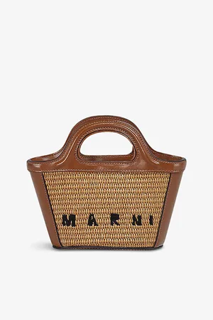 Marni Womens Tropicalia Micro Raffia and Leather Cross-Body Bag