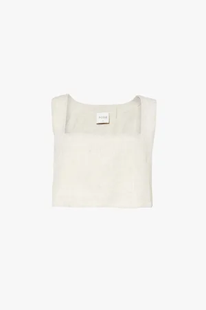 POSSE Womens Alice Cropped Linen Top