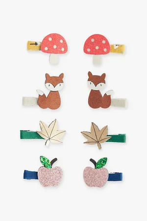 MIMI & LULA Autumn Forest Set Of Eight Mini Fabric Hair Clips