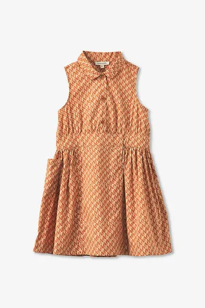 Caramel Penguin Sleeveless Cotton Dress 3-12 Years