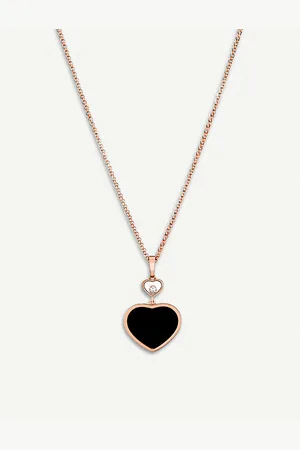 Chopard Happy Hearts 18ct Rose-Gold, Onyx and Diamond Pendant