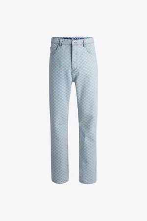 HUGO BOSS Mens Graphic-Print Relaxed-Fit Denim Jeans