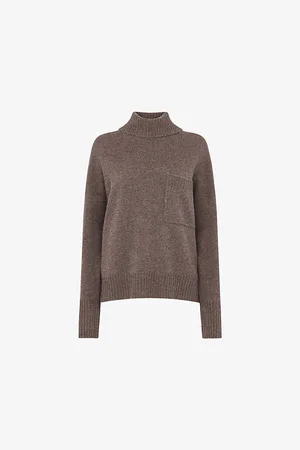 Whistles Womens Roll-Neck Patch-Pocket Wool Jumper