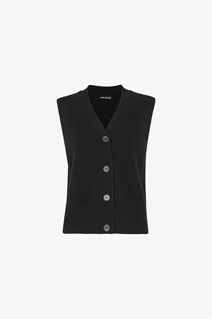 Whistles Womens V-Neck Button-Through Wool Tank