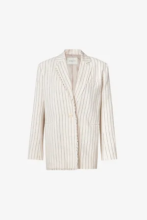 By Malina Womens Ariana Fringe-Trim Relaxed-Fit Linen Blazer