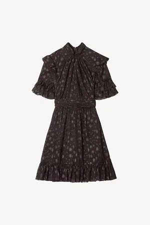 By Malina Womens Cora Metallic Polka-Dot Woven Mini Dress
