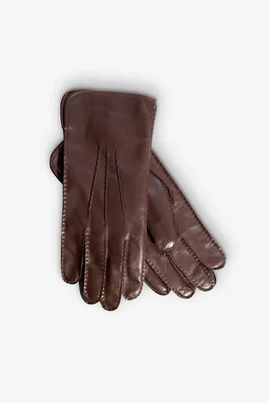 ASPINAL OF LONDON Mens Stitch-Embellished Cashmere and Leather Gloves