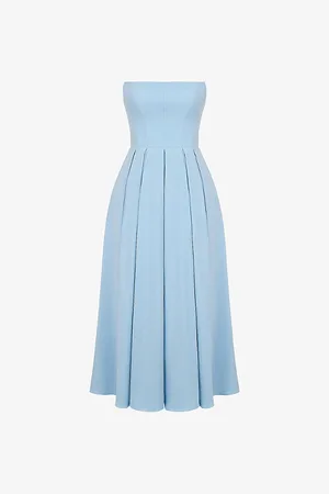 House Of Cb Womens Audrey Slim-Fit Strapless Cotton-Blend Midi Dress