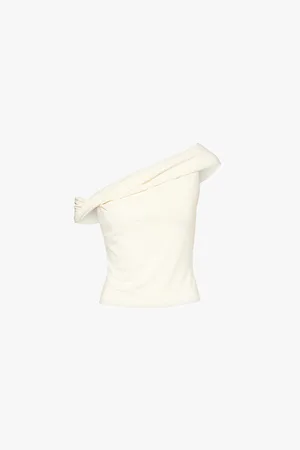 Reformation Womens Cello Asymmetric Ruched Jersey Top