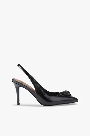Kurt Geiger Womens Belgravia Eagle-Embellished Heeled Leather Slingbacks