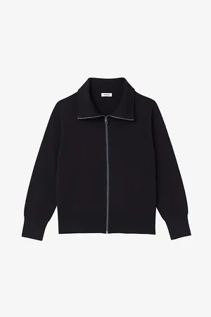 Sandro Mens Zip-Up Trucker Wool Cardigan