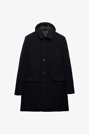 Prada Mens Single-Breasted Long-Line Wool Coat