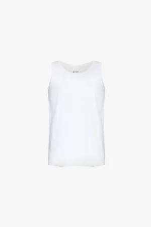HUGO BOSS Mens Scoop Neck Embroidered Branding Cotton-Jersey Vest