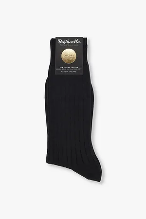 Pantherella Mens Pembrey Branded Cotton-Blend Socks