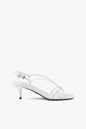 Prada Womens Square-Toe Strap Leather Sandals