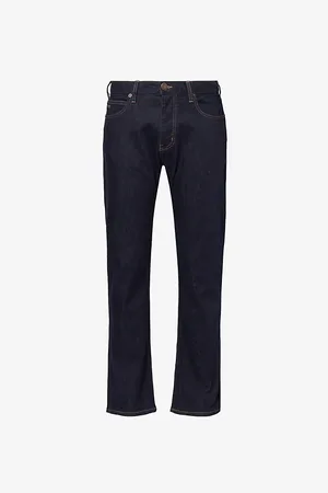 Emporio Armani Mens Belt-Loop Five-Pocket Regular-Fit Straight-Leg Stretch-Denim Jeans