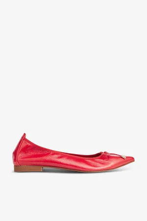 LK Bennett Womens Tilly Bow-Embellished Patent-Leather Ballet Flats