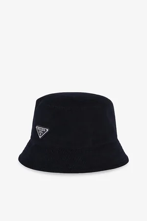 Prada Mens Brand-Plaque Wide-Brim Corduroy Bucket Hat