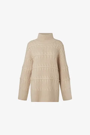 By Malina Womens Adelyn Cable-Knit Merino Wool-Blend Jumper