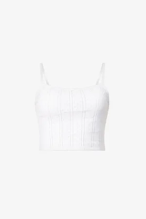 Cou Cou Intimates Womens Pointelle Cropped Organic-Cotton Top