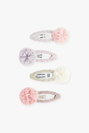 MIMI & LULA Tulle Pom Pom Clic Clacs Set Of Four Fabric Hair Clips
