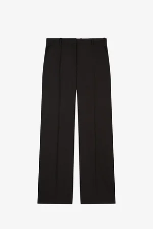 The Kooples Womens Pressed-Crease Straight-Leg High-Rise Wool Trousers