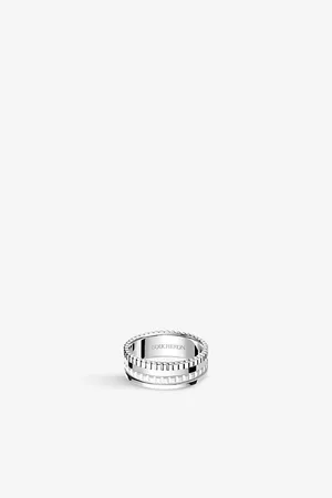 Boucheron Mens Quatre Double White Edition Small 18ct White-Gold, White Hyceram and 0.26ct Round-Brilliant Cut Diamond Ring
