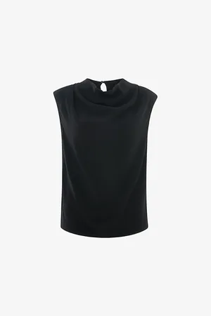 Whistles Womens Cowl-Neck Sleeveless Woven Top